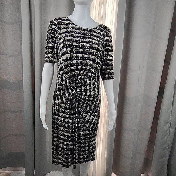 Jones NY Black White Fully Lined Print Dress Size 10 - Picture 1 of 9